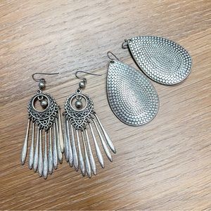 2 Pairs Silver Earrings